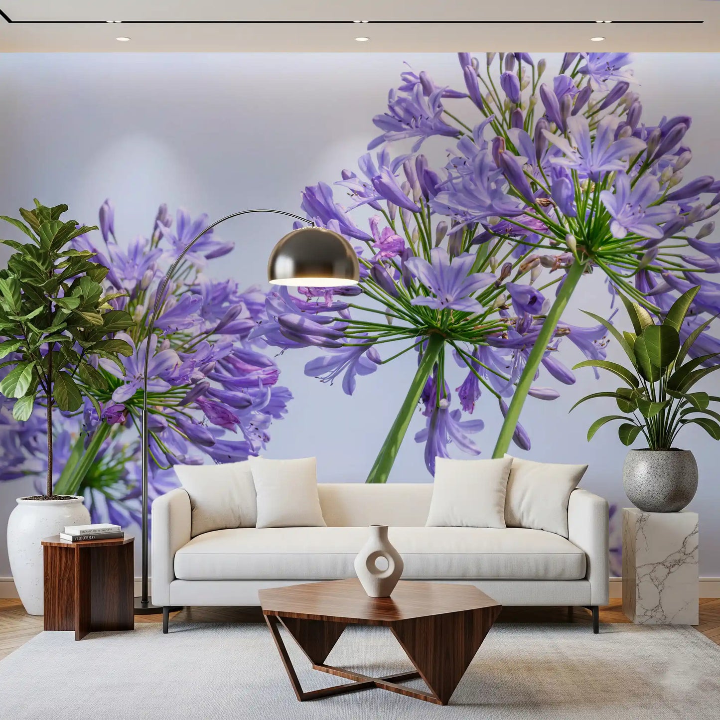 Sun-Kissed Blue Lily Clusters Wall Mural