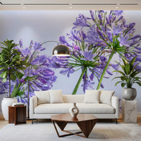 Sun-Kissed Blue Lily Clusters Wall Mural