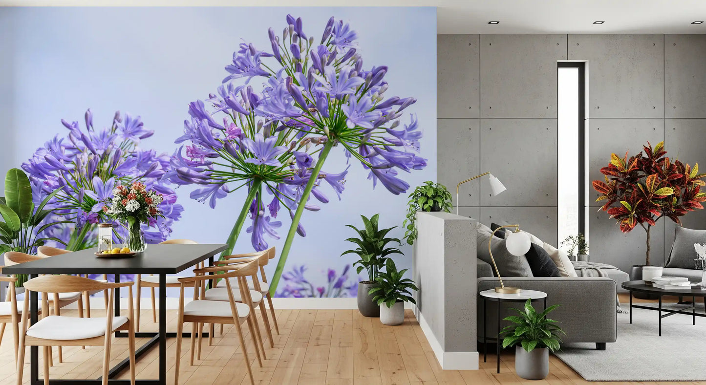Sun-Kissed Blue Lily Clusters Wall Mural