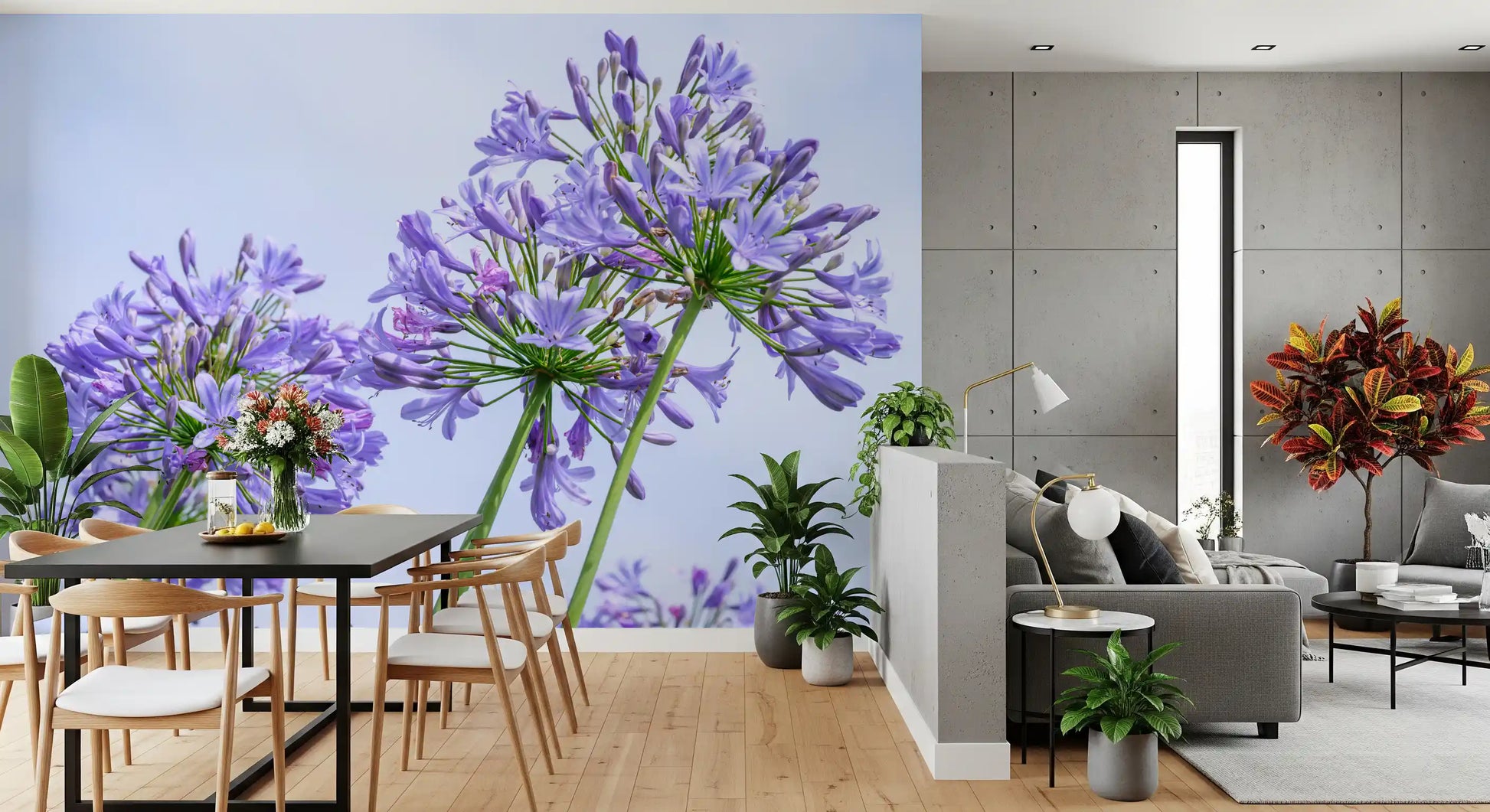Sun-Kissed Blue Lily Clusters Wall Mural