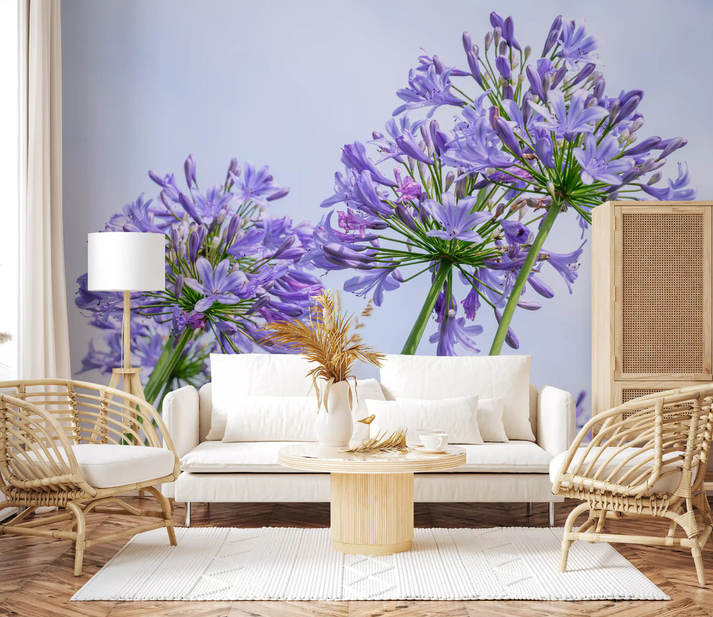 Sun-Kissed Blue Lily Clusters Wall Mural