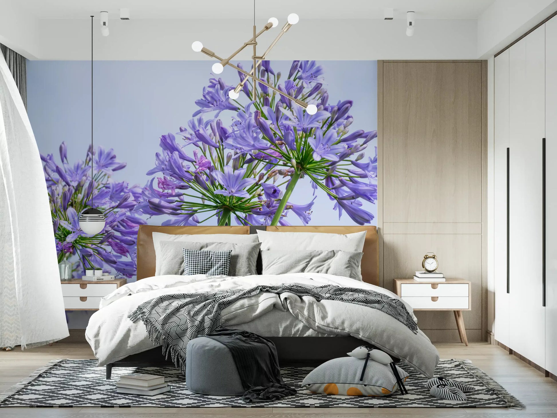Sun-Kissed Blue Lily Clusters Wall Mural