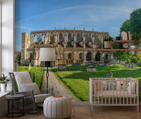 Stone Abbey Garden Vista Wall Mural