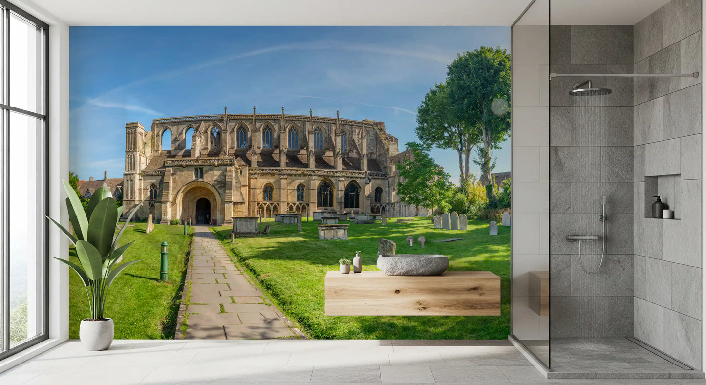 Stone Abbey Garden Vista Wall Mural
