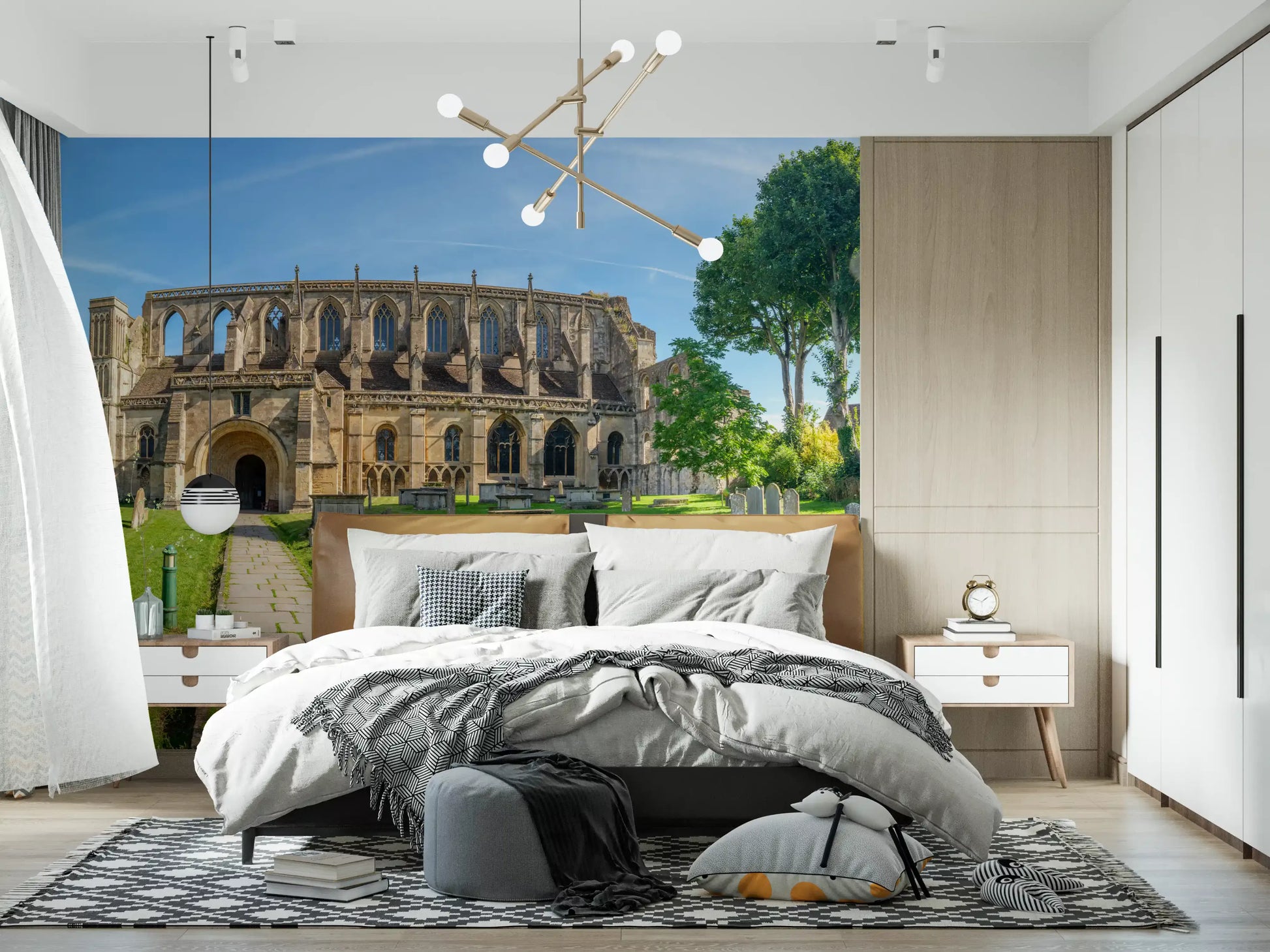 Stone Abbey Garden Vista Wall Mural