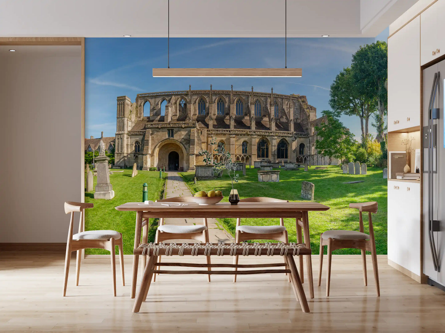 Stone Abbey Garden Vista Wall Mural