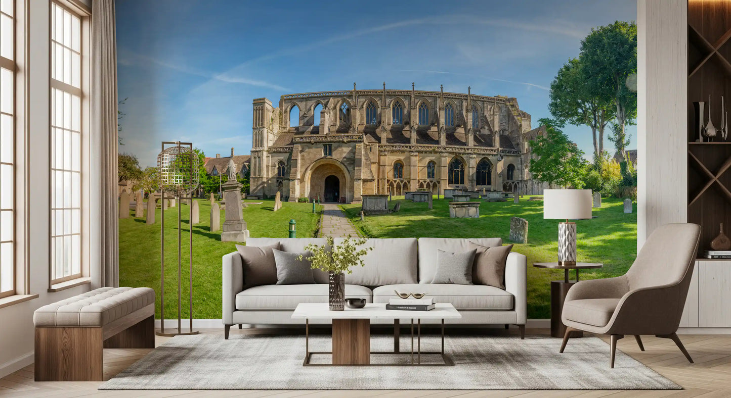 Stone Abbey Garden Vista Wall Mural