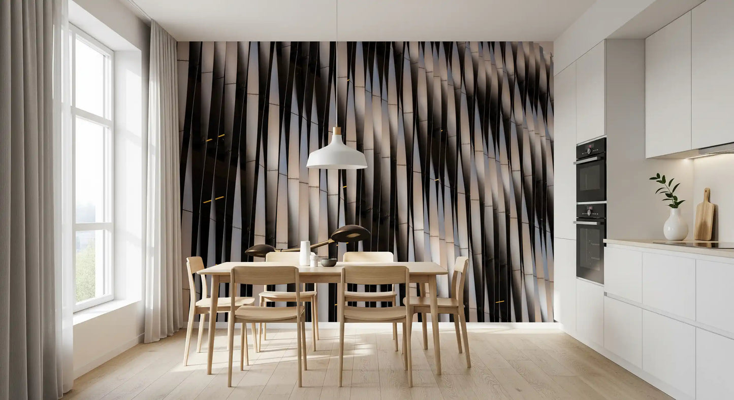 Abstract Geometric Steel Curves Wall Mural