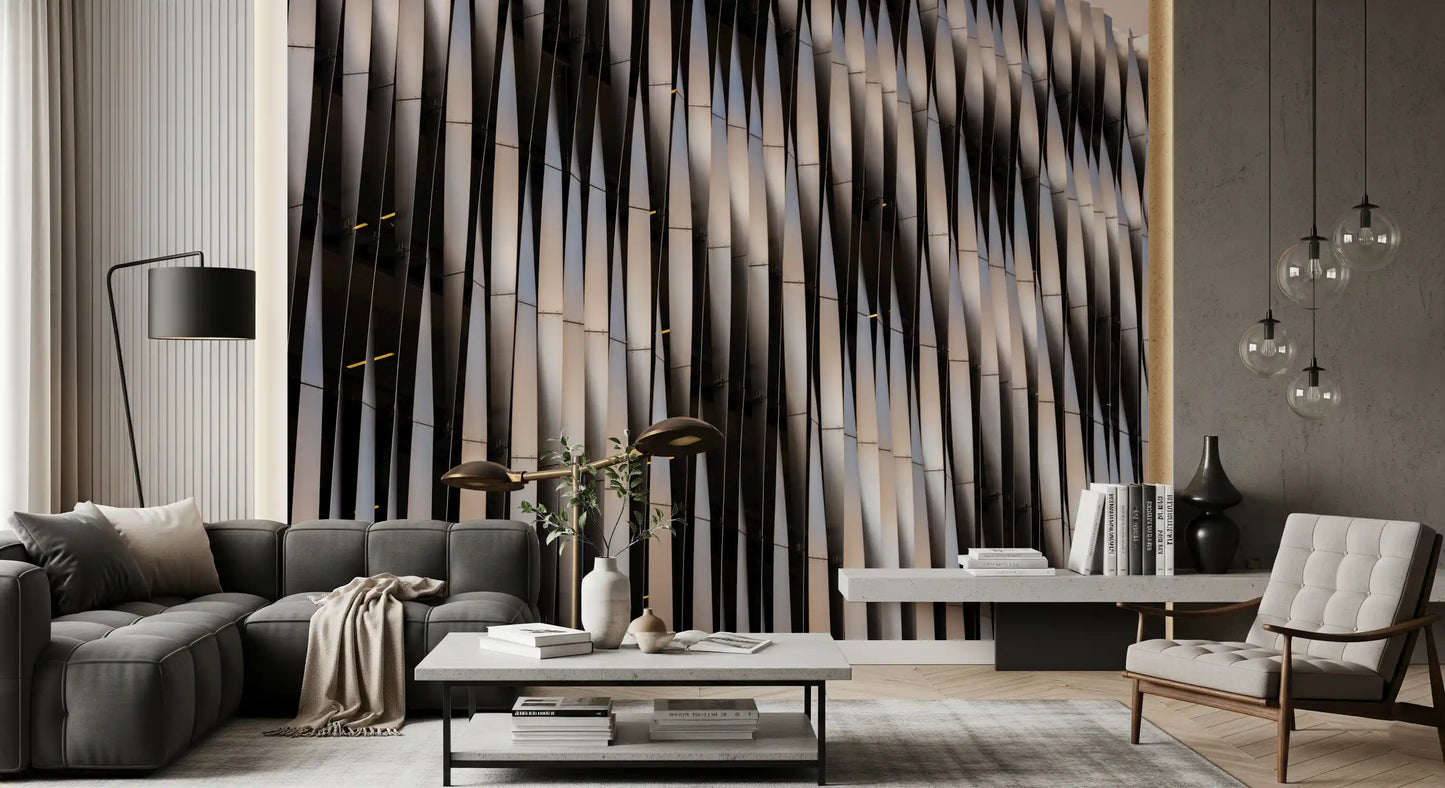 Abstract Geometric Steel Curves Wall Mural