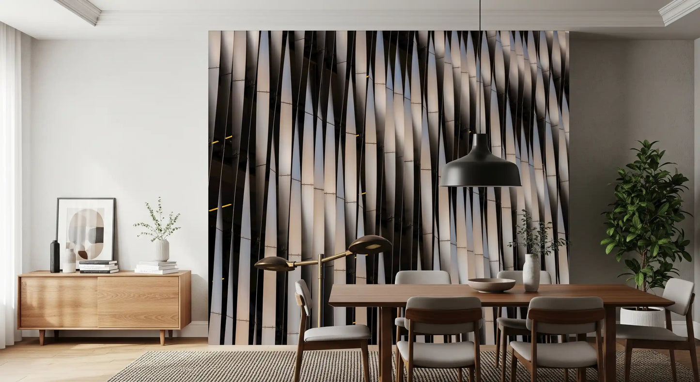 Abstract Geometric Steel Curves Wall Mural