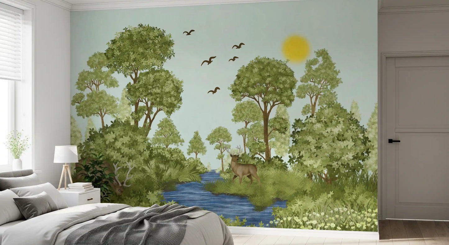 Enchanted Woodland Wildlife Meadow Wall Mural