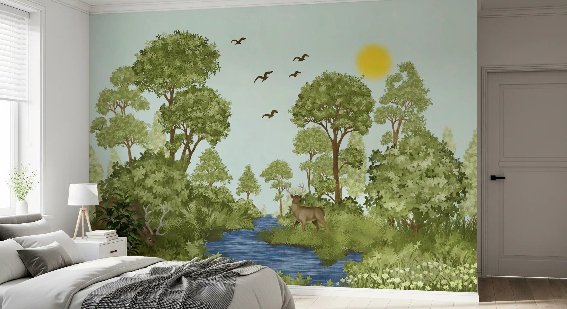 Enchanted Woodland Wildlife Meadow Wall Mural