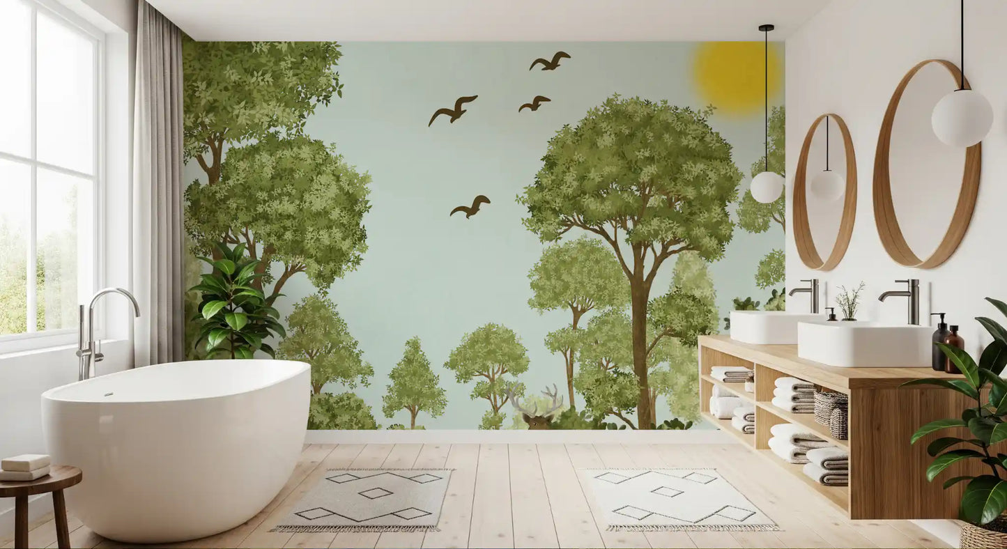 Enchanted Woodland Wildlife Meadow Wall Mural