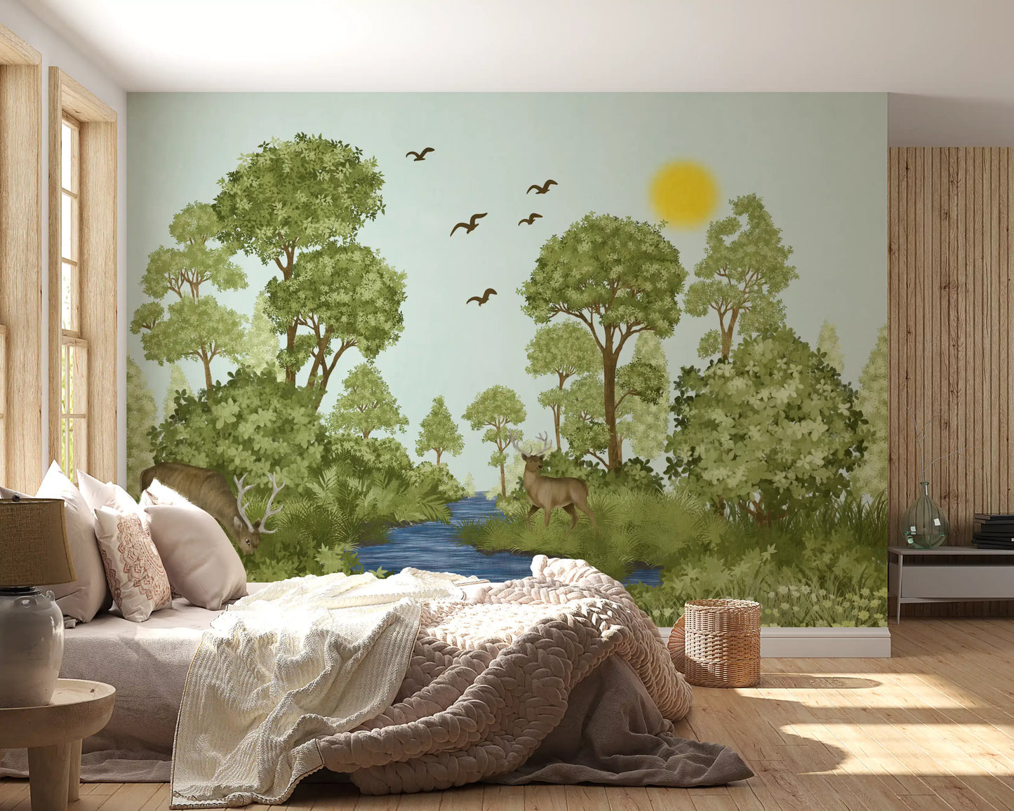 Enchanted Woodland Wildlife Meadow Wall Mural