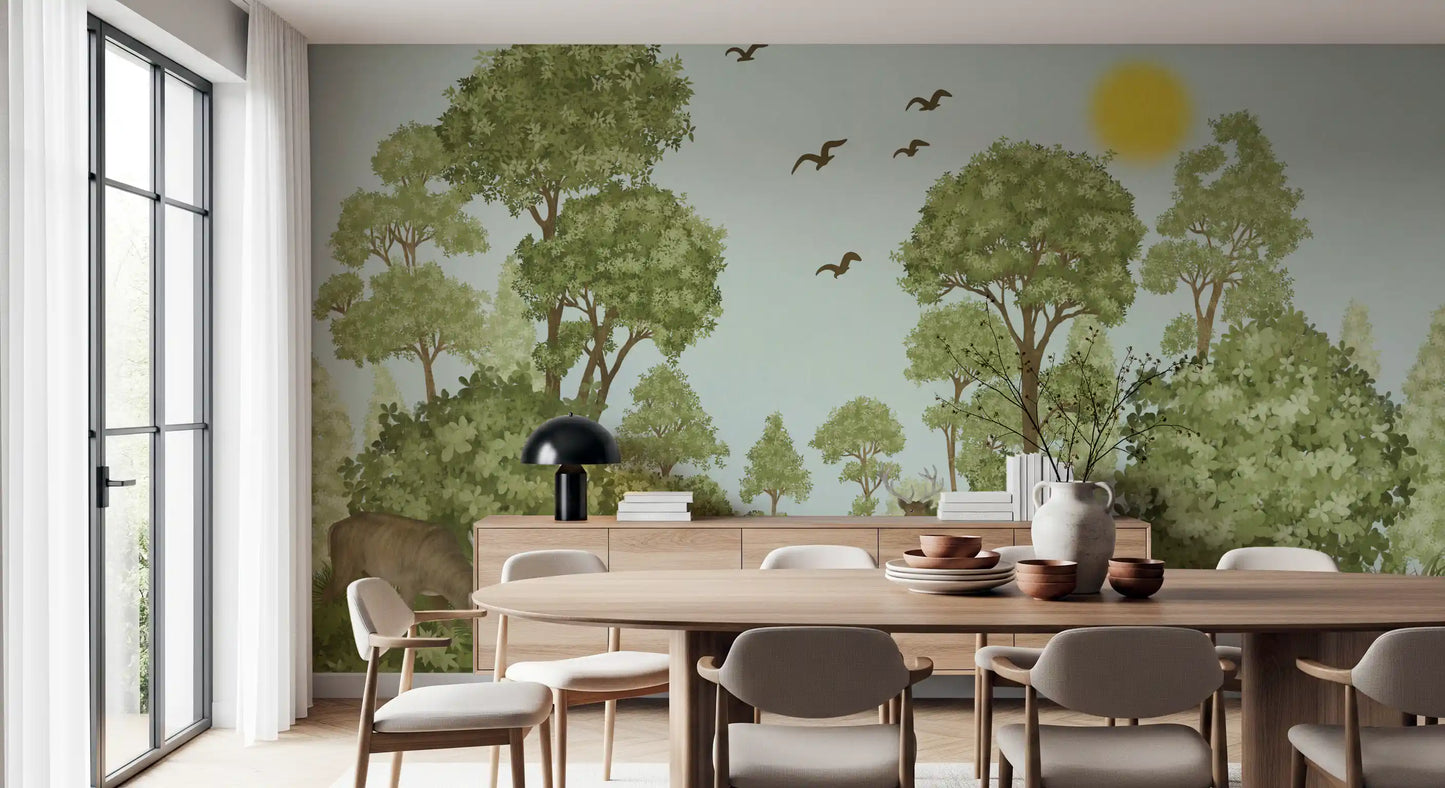 Enchanted Woodland Wildlife Meadow Wall Mural