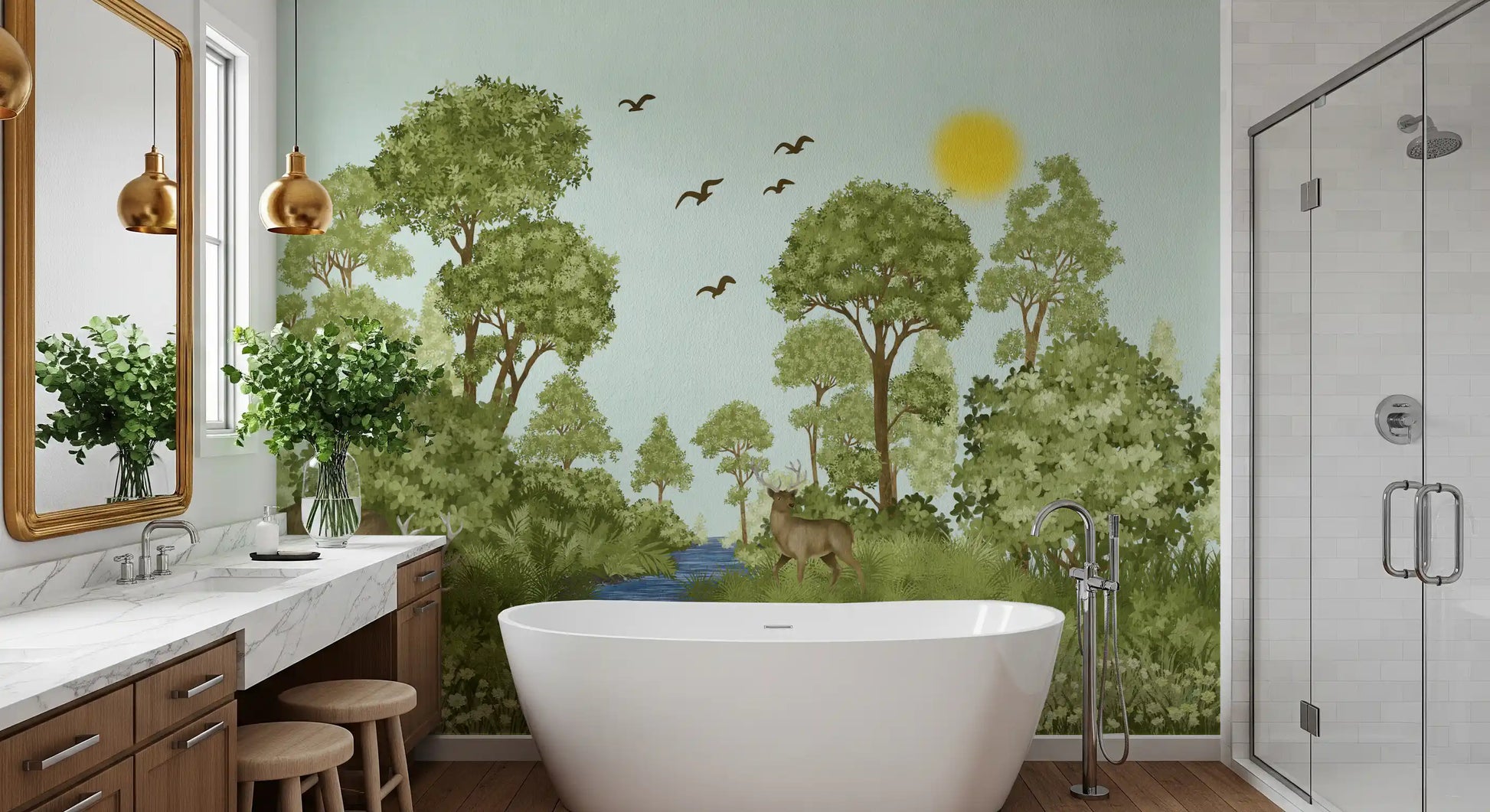 Enchanted Woodland Wildlife Meadow Wall Mural