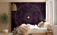 Celestial Zodiac Gold Map Wall Mural