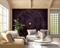 Celestial Zodiac Gold Map Wall Mural