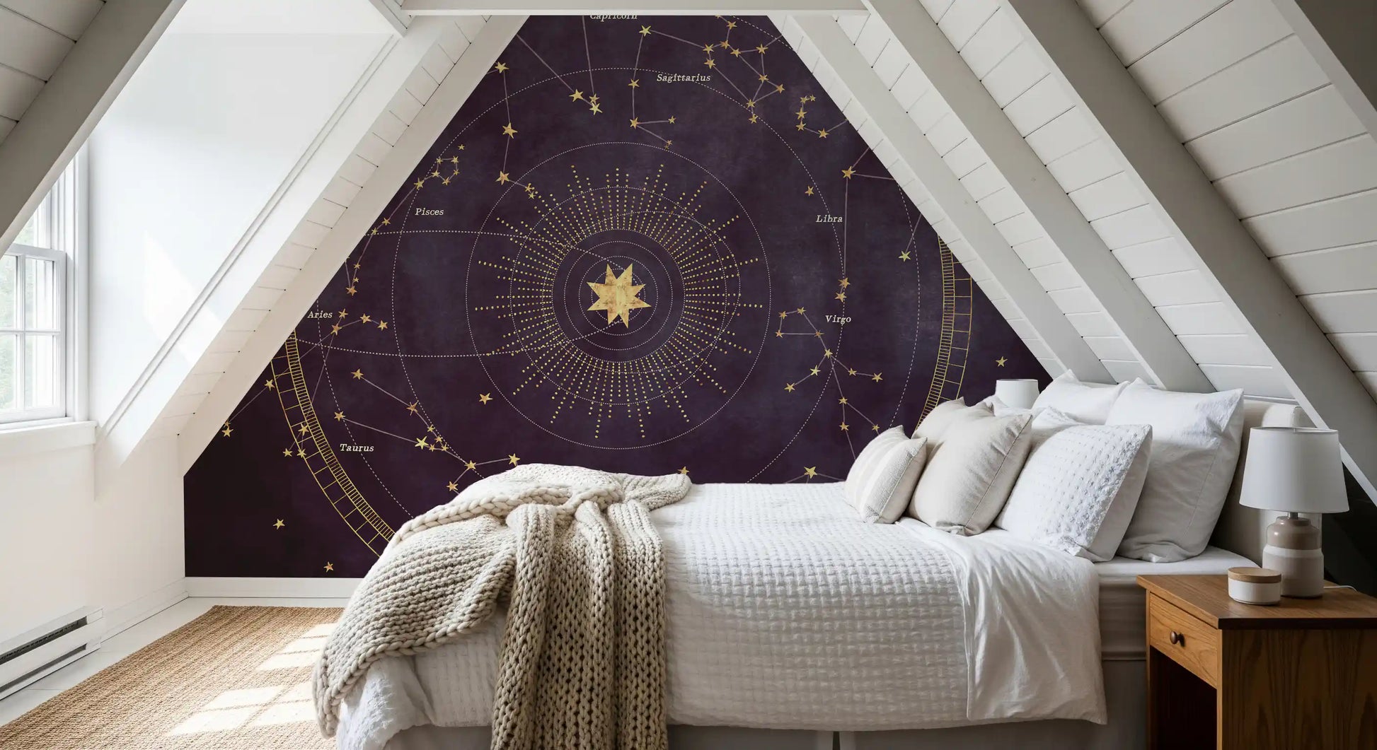 Celestial Zodiac Gold Map Wall Mural