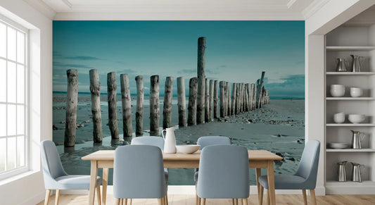 Minimalist Maritime Beach Scenery Wall Mural