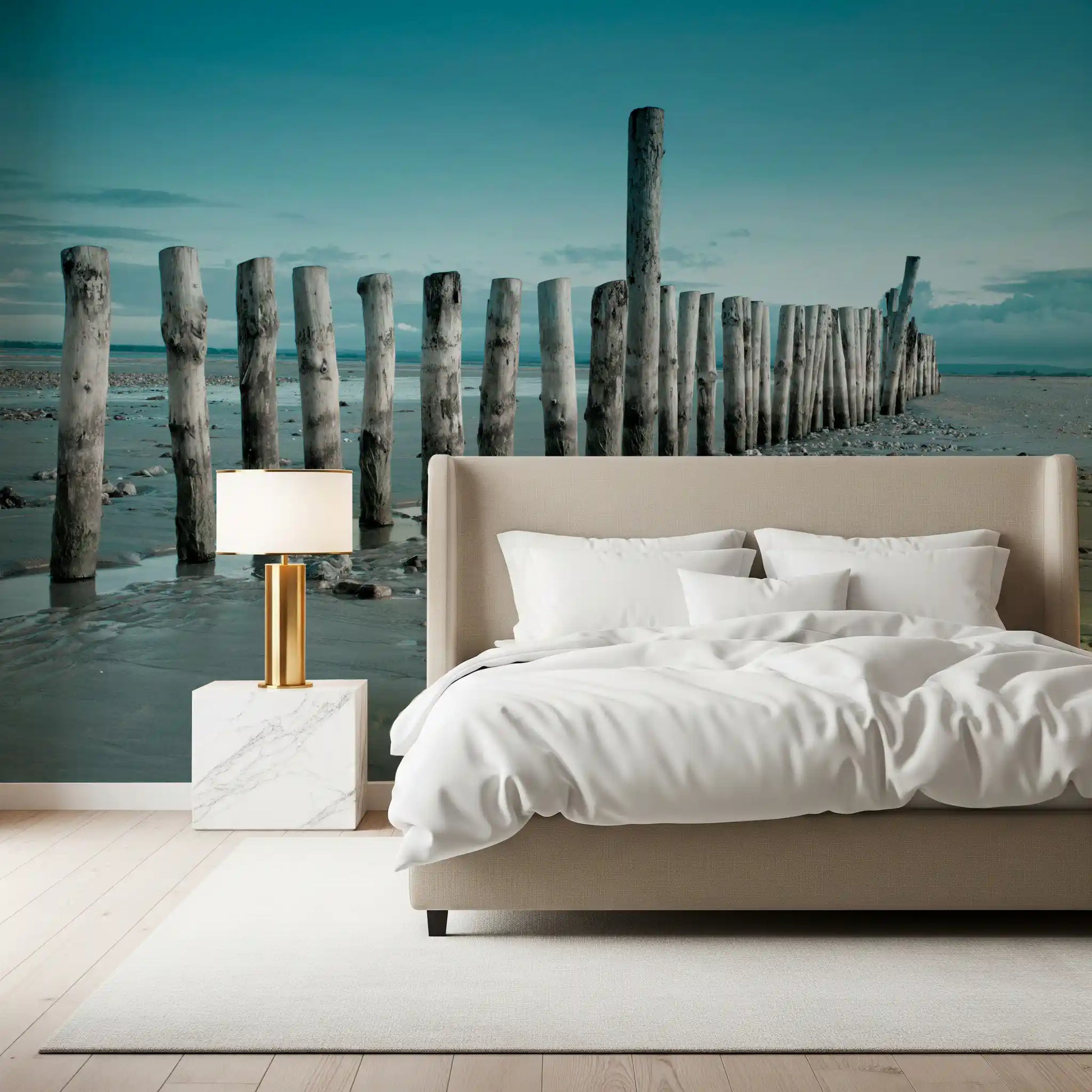 Minimalist Maritime Beach Scenery Wall Mural
