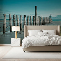 Minimalist Maritime Beach Scenery Wall Mural