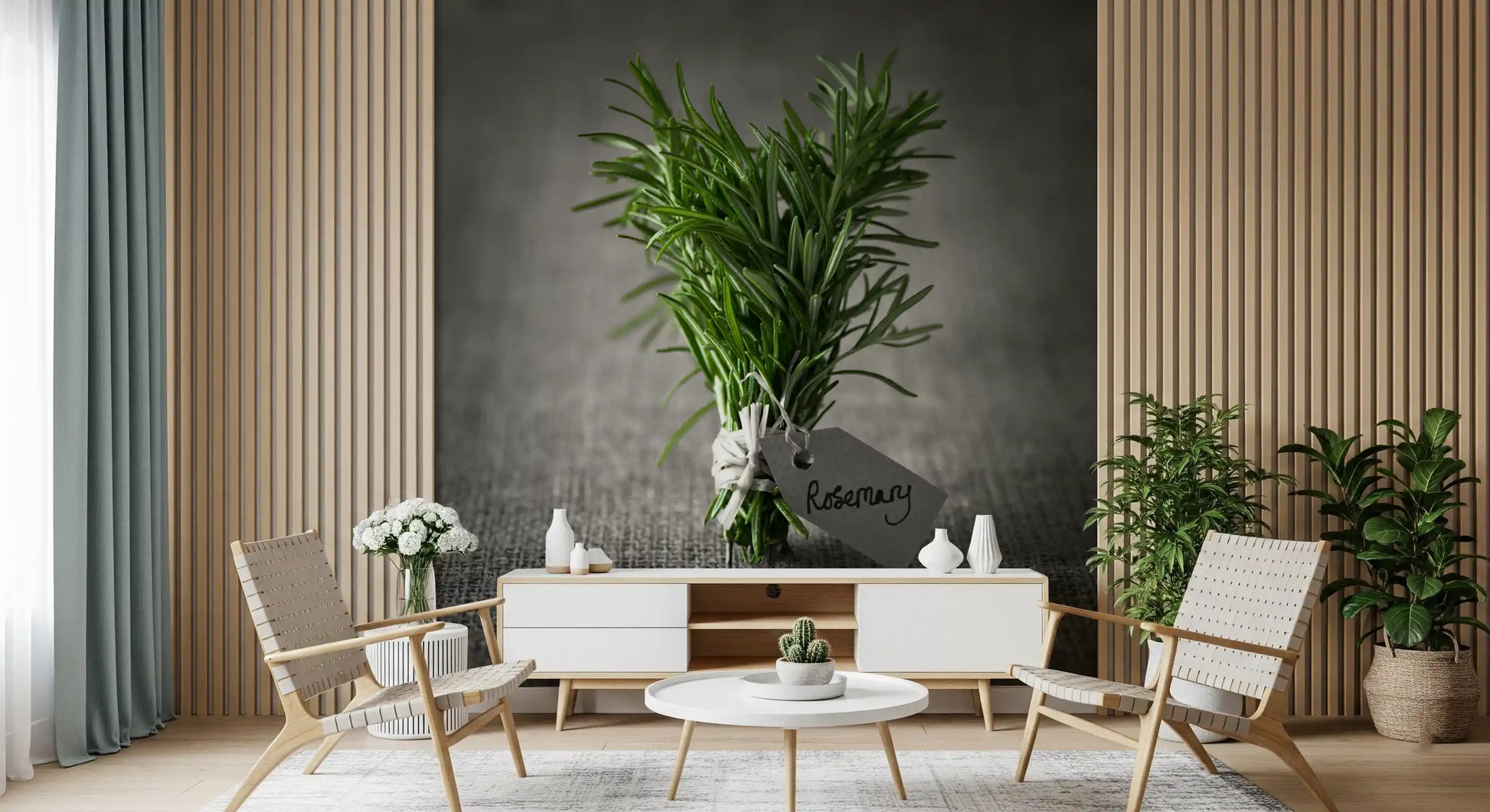 Rustic Herb Bundle Still Life Wall Mural