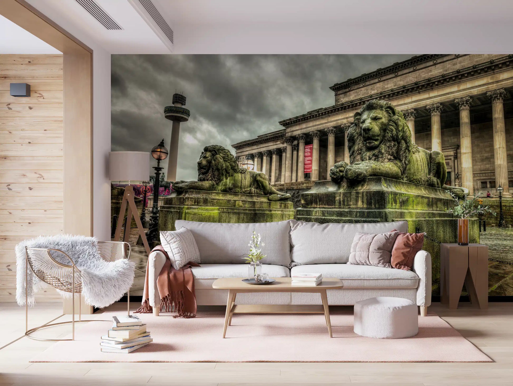 Historic Stone Guardians Cityscape Wall Mural