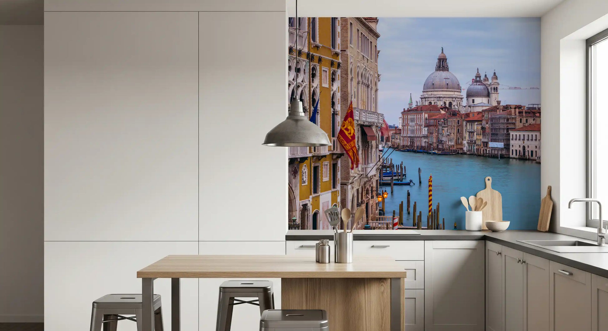 Historic Italian Waterway Scene Wall Mural