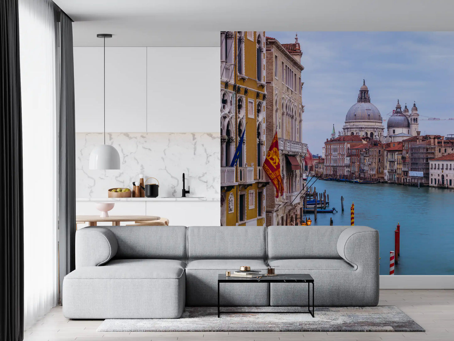 Historic Italian Waterway Scene Wall Mural