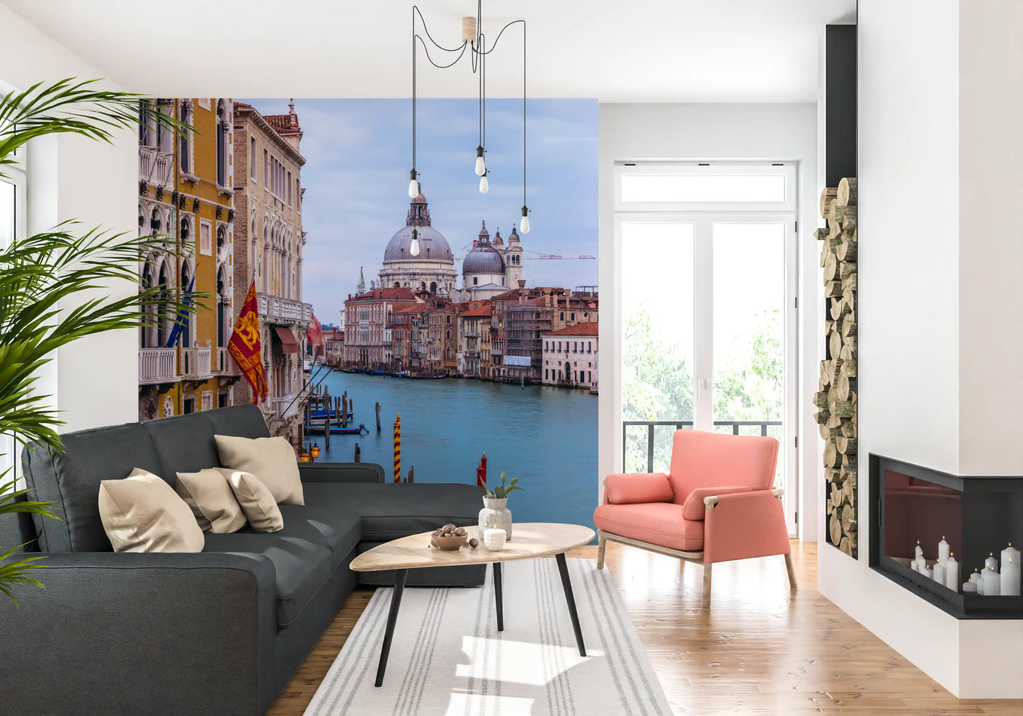 Historic Italian Waterway Scene Wall Mural