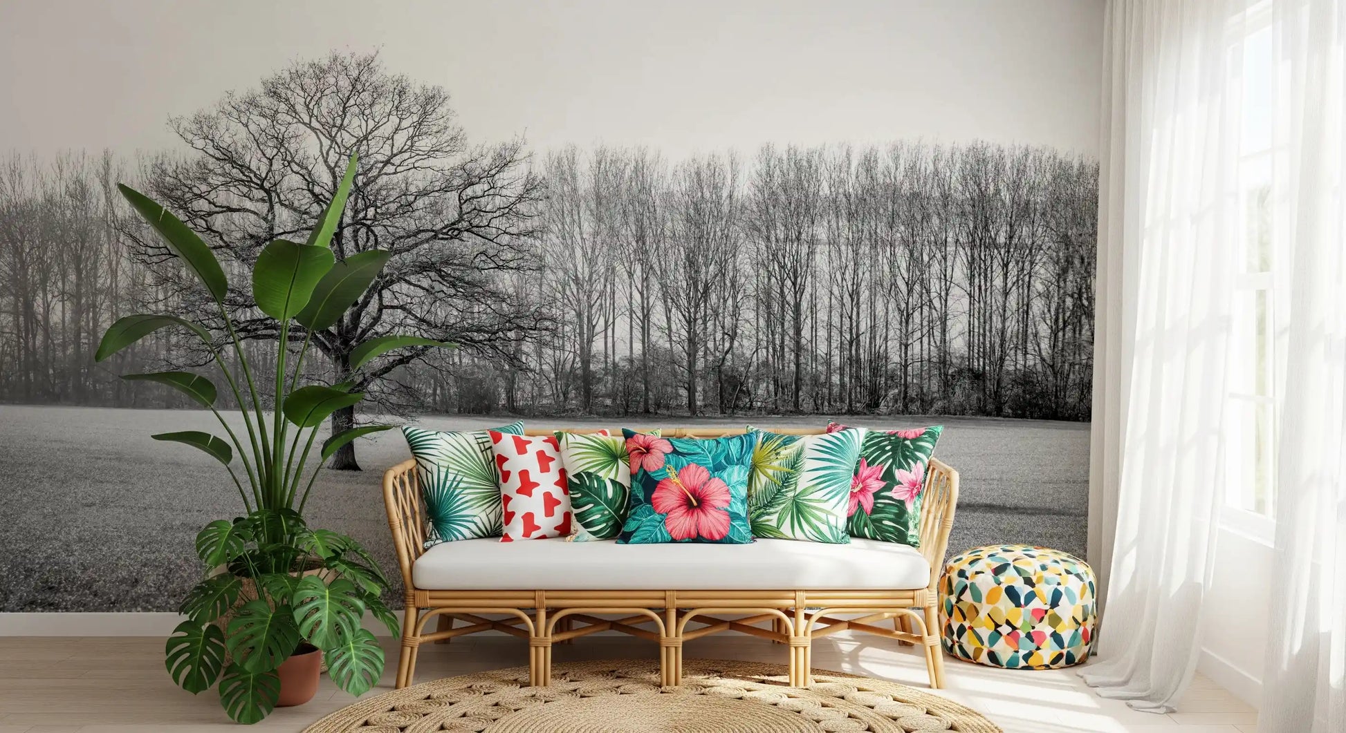 Misty Meadow Morning Wall Mural