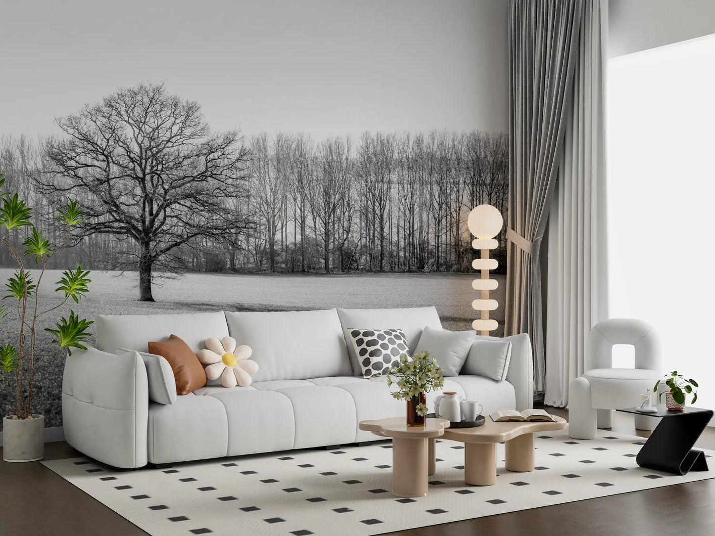 Misty Meadow Morning Wall Mural
