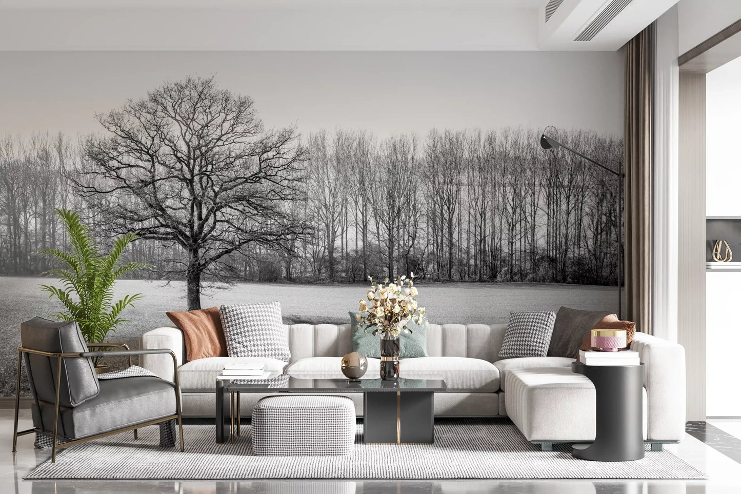 Misty Meadow Morning Wall Mural