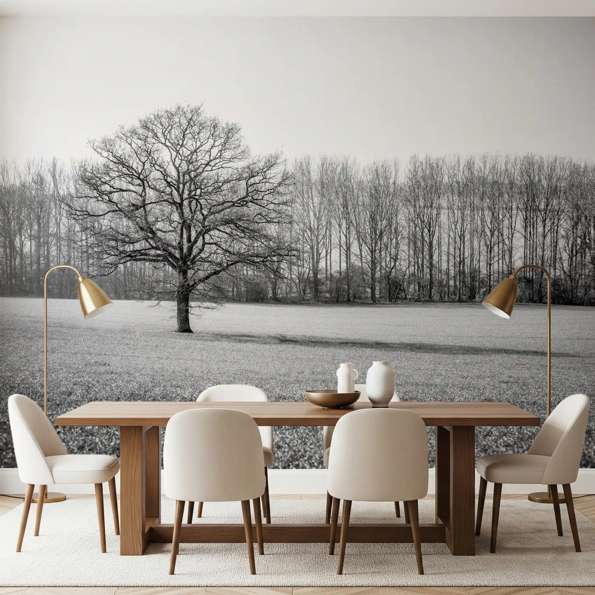 Misty Meadow Morning Wall Mural