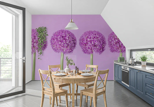 Symmetrical Lavender Floral Spheres Wall Mural