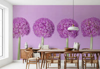 Symmetrical Lavender Floral Spheres Wall Mural