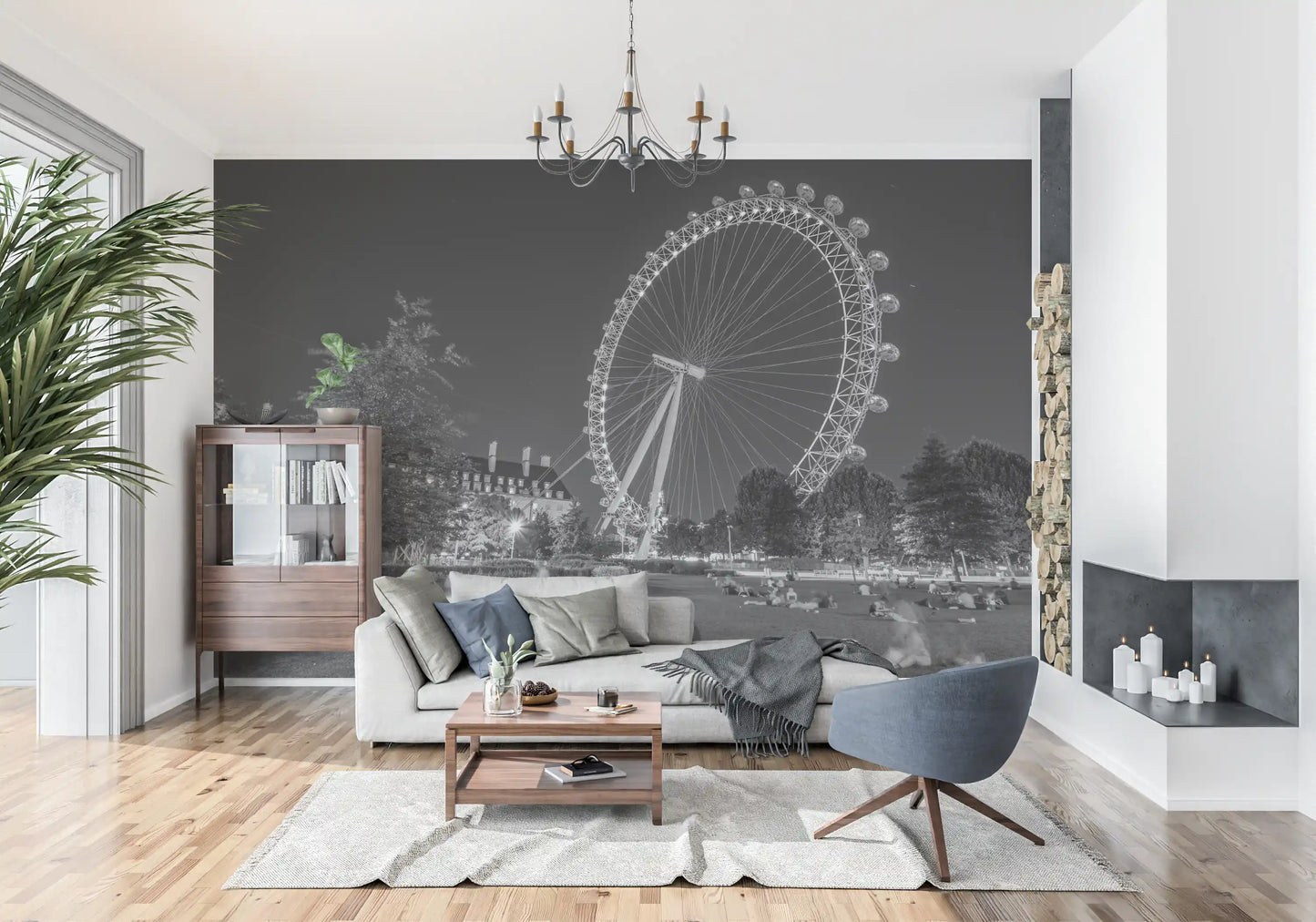 Evening Park Riverside Landmark Wall Mural