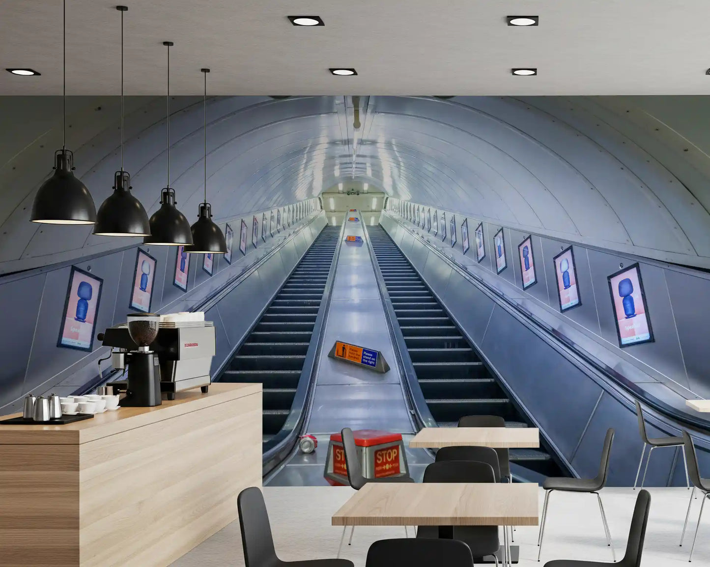 Metallic Transit Geometry Wall Mural