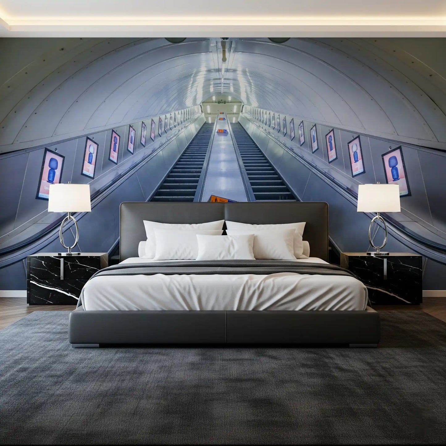 Metallic Transit Geometry Wall Mural