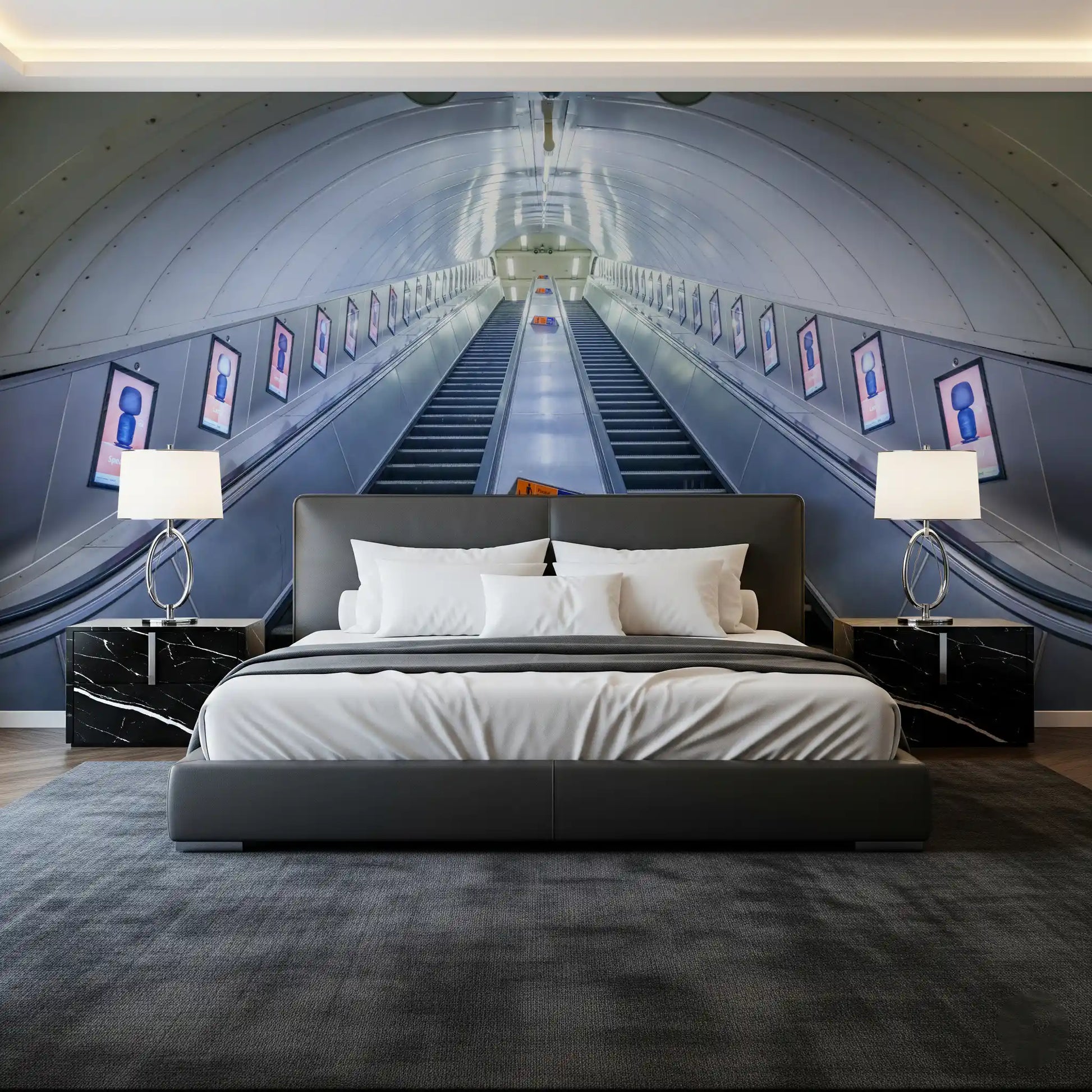 Metallic Transit Geometry Wall Mural