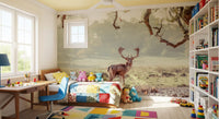 Stag Portrait in Golden Forest Light Wall Mural