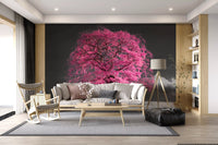 Surreal Magenta Foliage Landscape Wall Mural