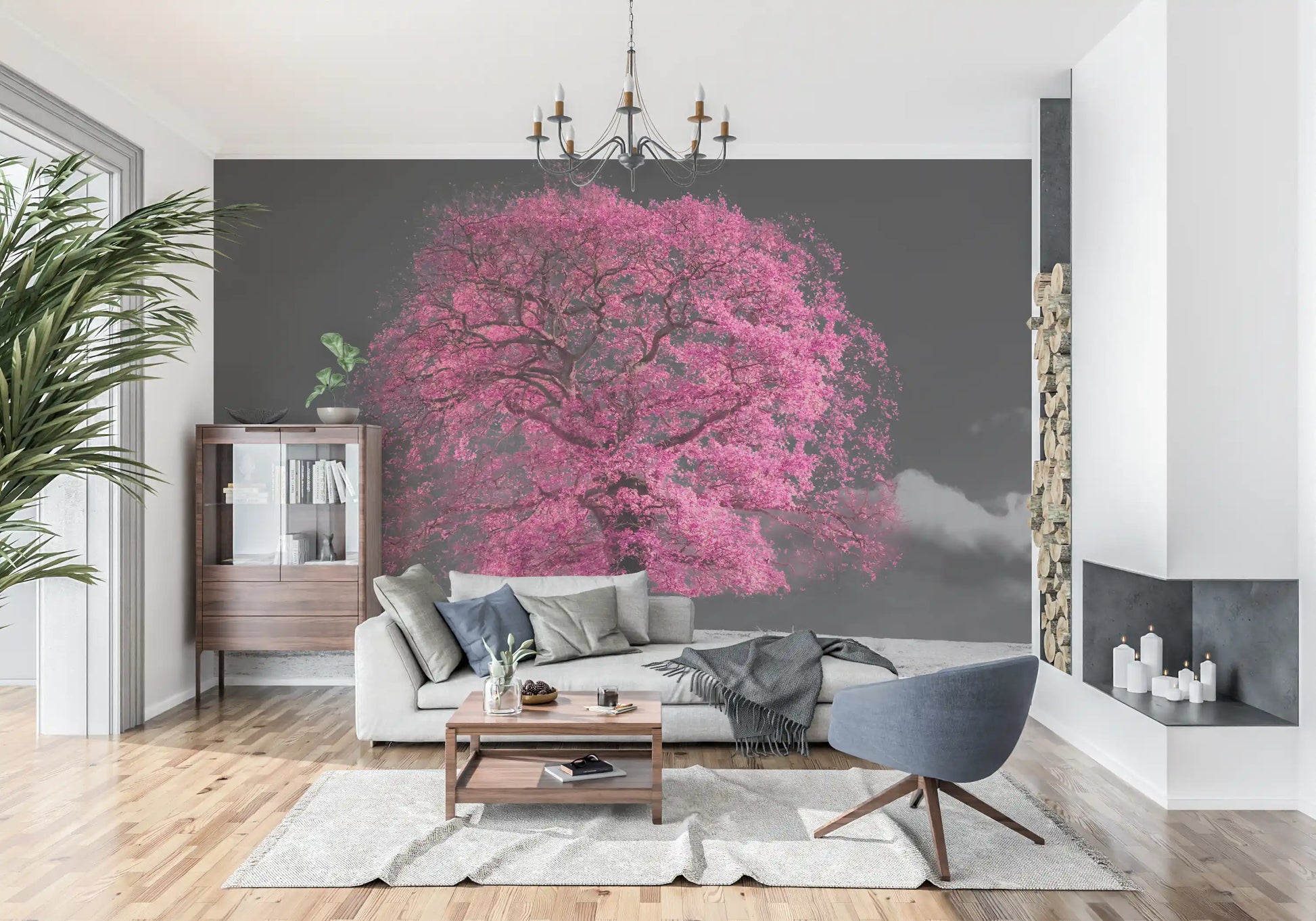 Surreal Magenta Foliage Landscape Wall Mural