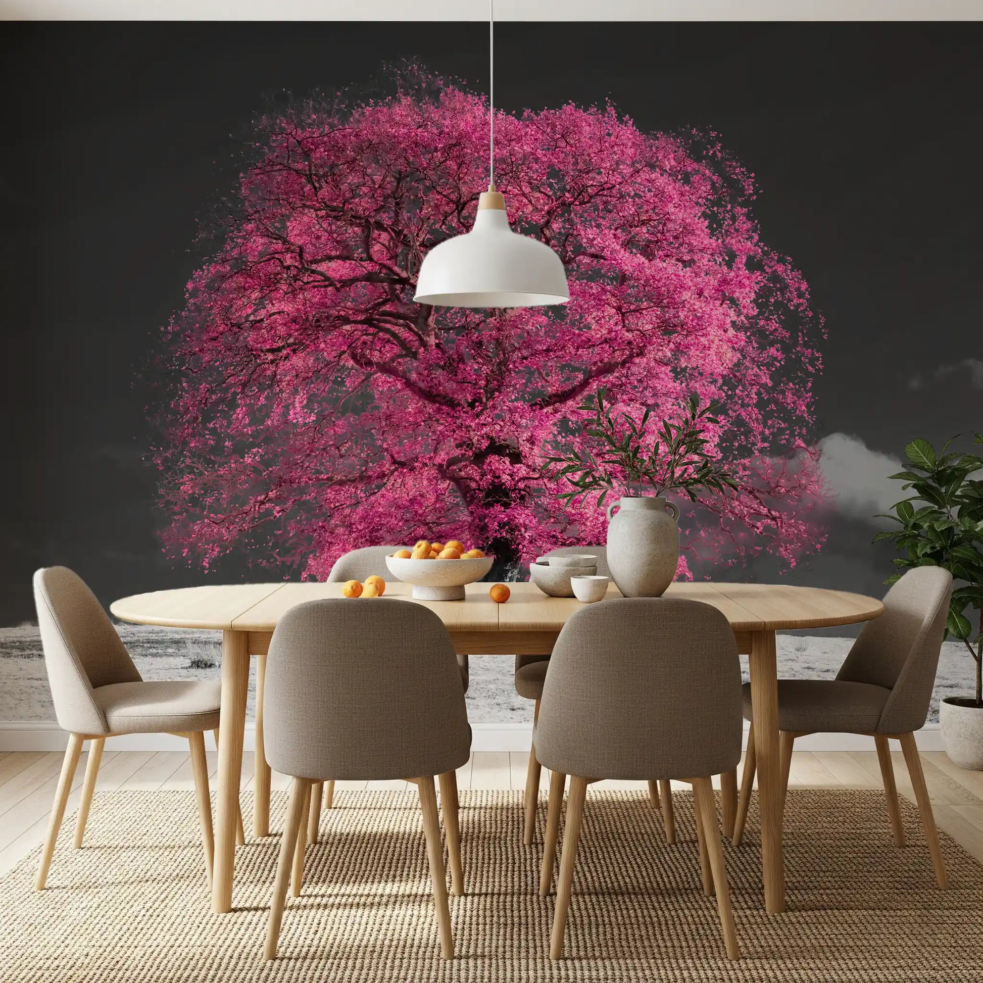 Surreal Magenta Foliage Landscape Wall Mural