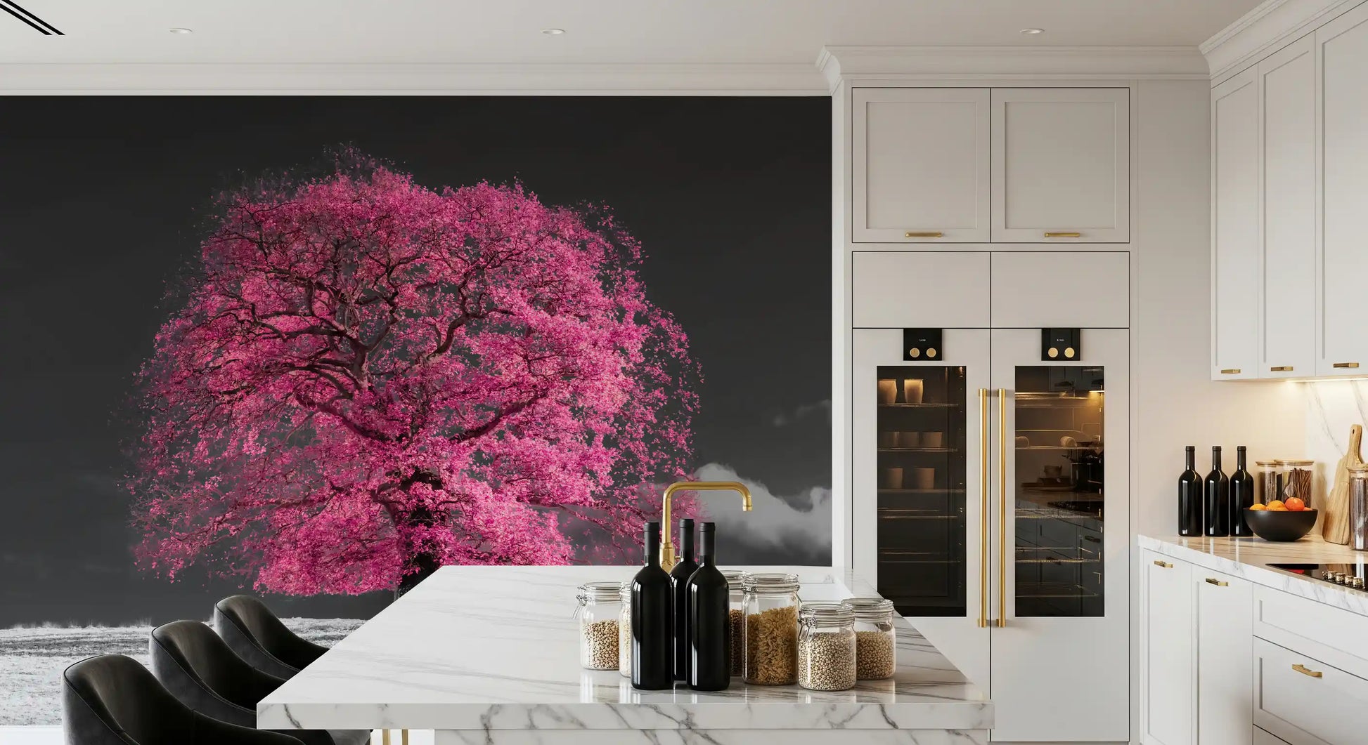 Surreal Magenta Foliage Landscape Wall Mural