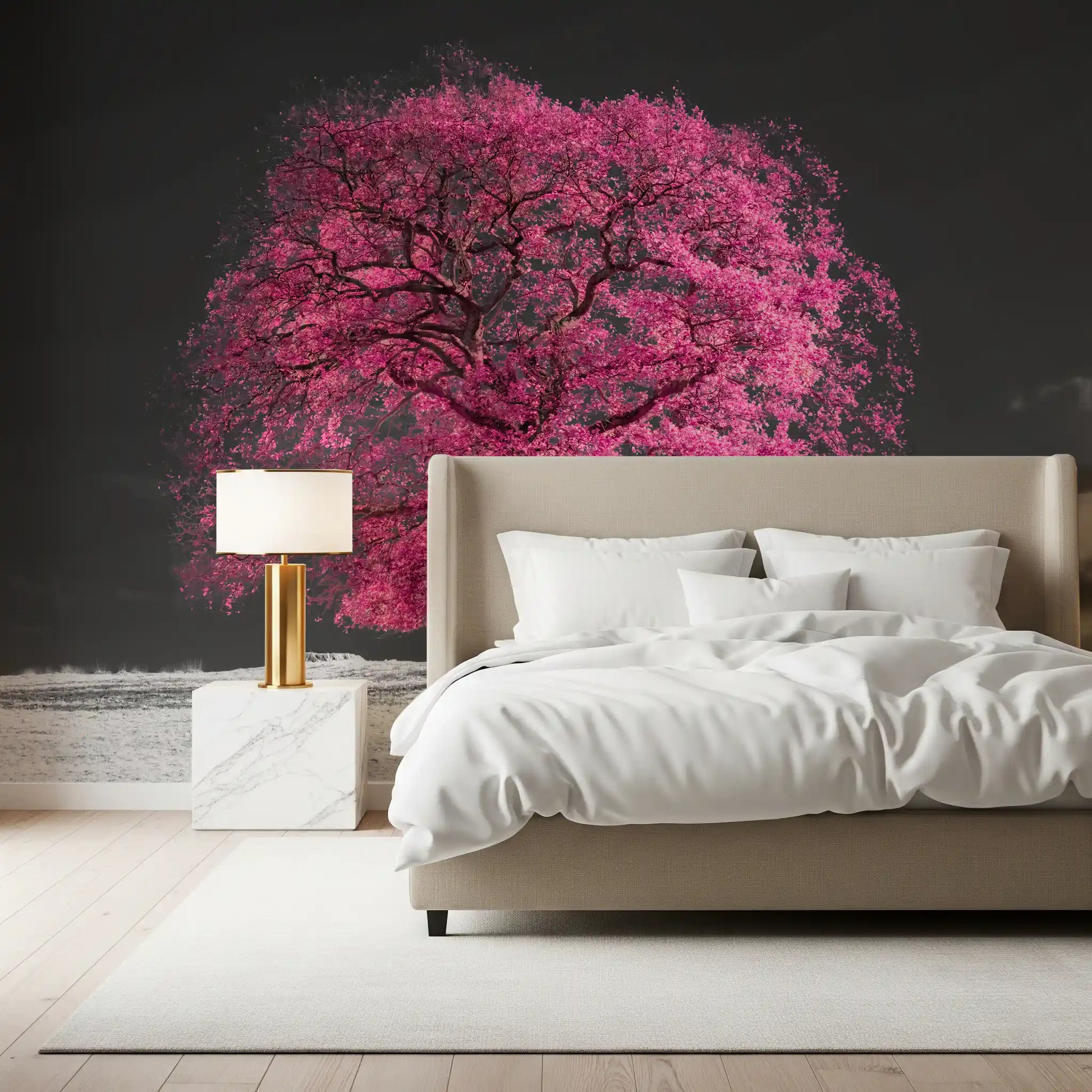 Surreal Magenta Foliage Landscape Wall Mural