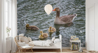 Serene Waterfowl Pond Reflections Wall Mural