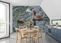 Serene Waterfowl Pond Reflections Wall Mural