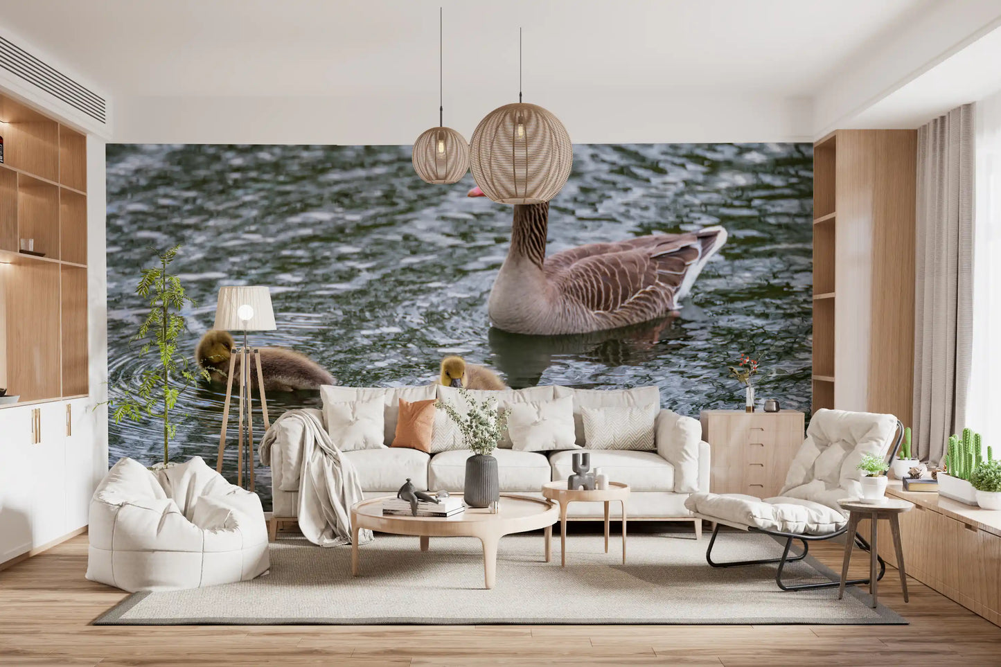 Serene Waterfowl Pond Reflections Wall Mural